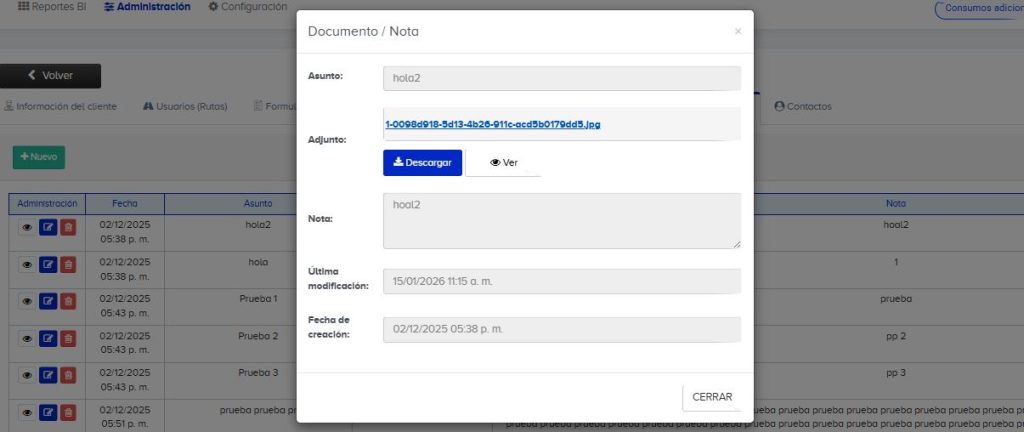 Gestión centralizada de documentos y notas por cliente Gestión centralizada de documentos y notas por cliente