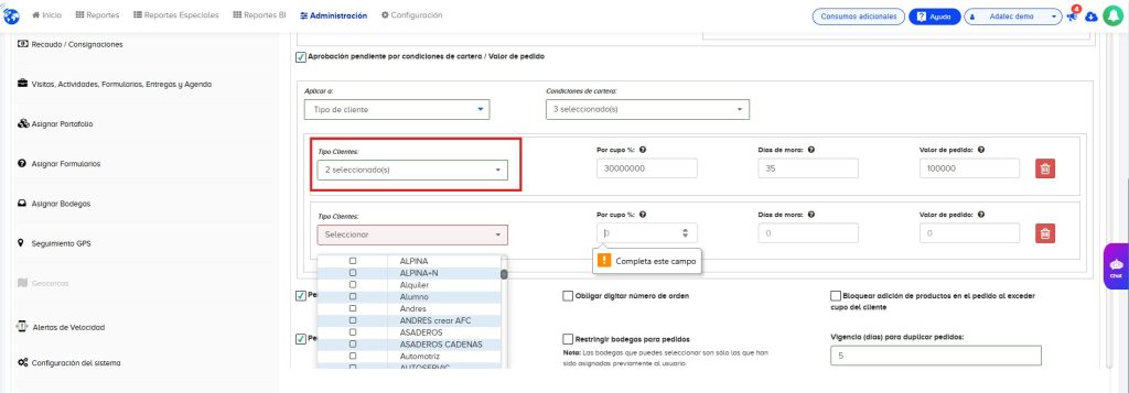 Reglas de aprobación de pedidos por tipo de cliente Reglas de aprobación de pedidos por tipo de cliente