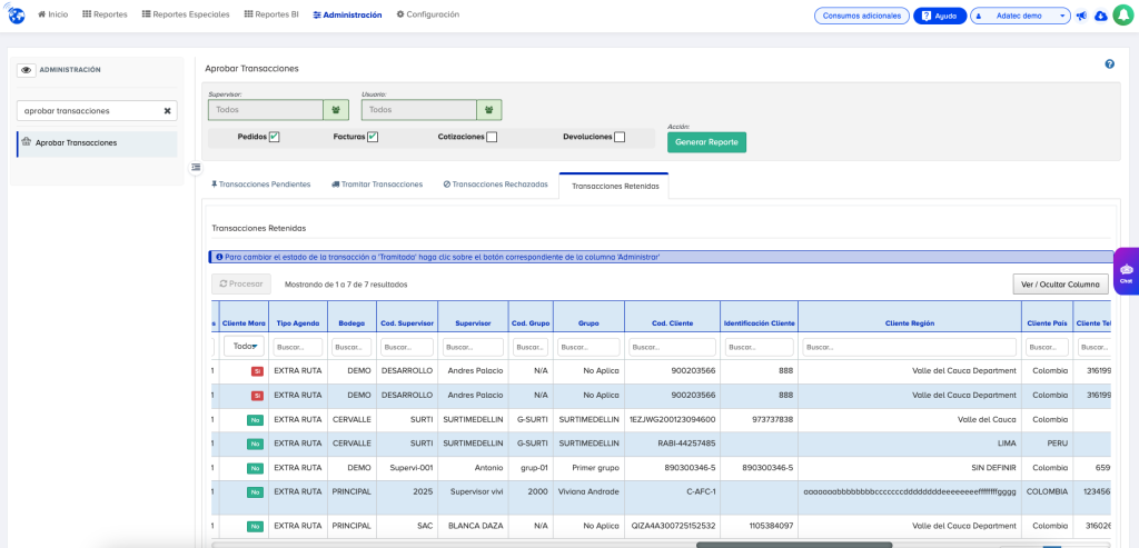 Nueva mejora: Información de cartera en Aprobar Transacciones