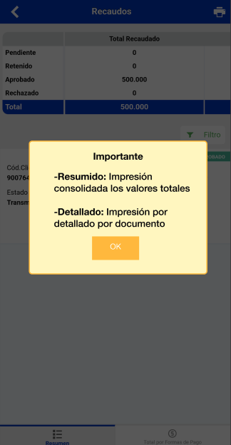 Novedad R-Sales – impresión de cierre diario de recaudos