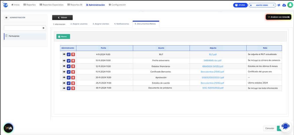 Nueva mejora: Documentos y notas en formularios