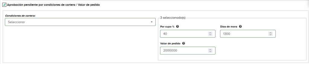 Nuevo permiso: Aprobación pendiente por condiciones de cartera