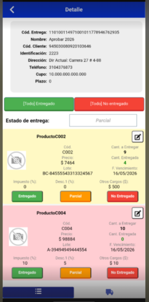 Visualización de Lote y Fecha de Vencimiento en Entregas y Devoluciones