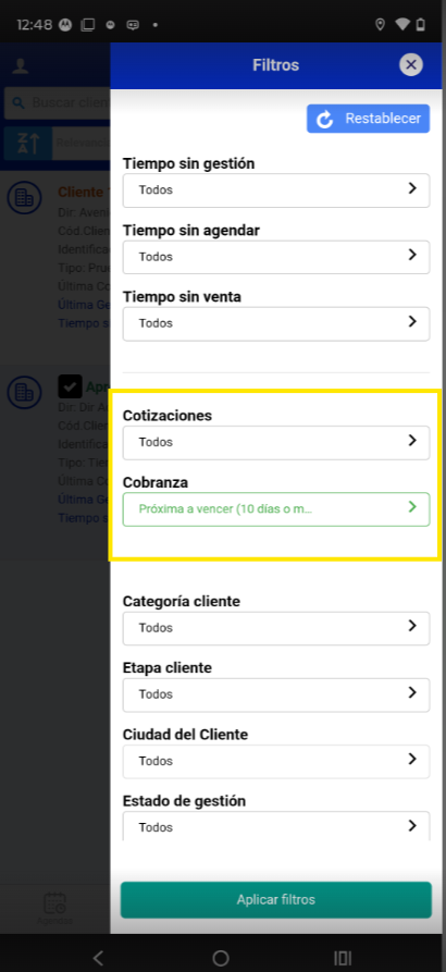 ¡Nueva funcionalidad en la App Móvil R-SALES! Filtros avanzados en el panel de clientes