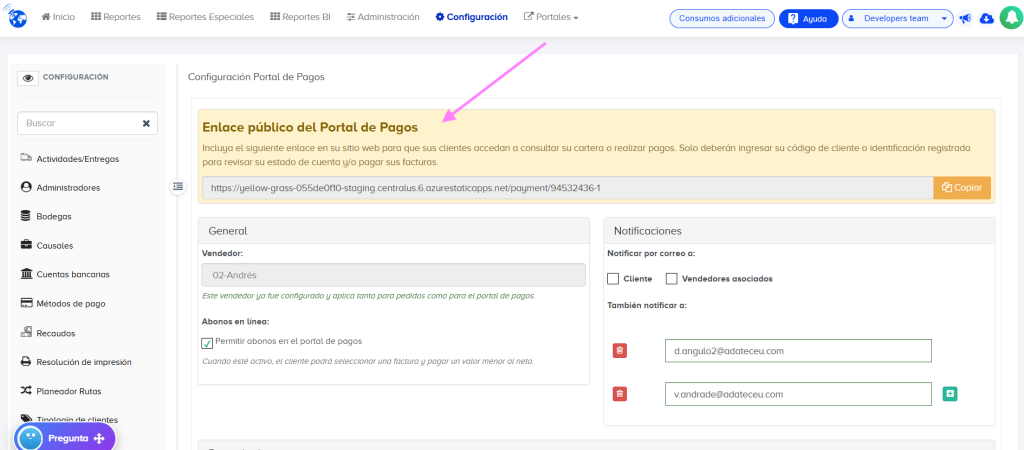 ¡Nueva funcionalidad! Enlace directo y mejoras en la configuración de tu Portal de Pagos