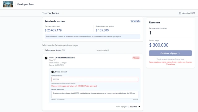 Nueva funcionalidad: Control de porcentaje mínimo para abonos en el Portal de Pagos