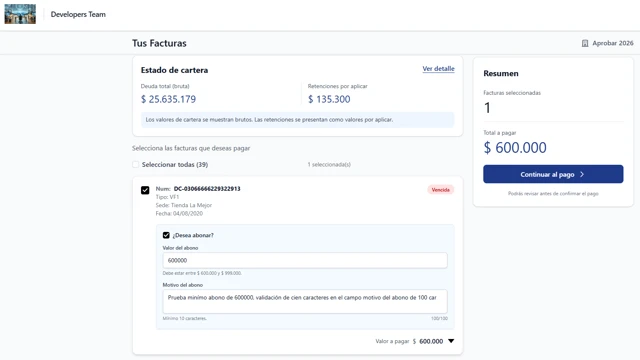 Nueva funcionalidad: Control de porcentaje mínimo para abonos en el Portal de Pagos